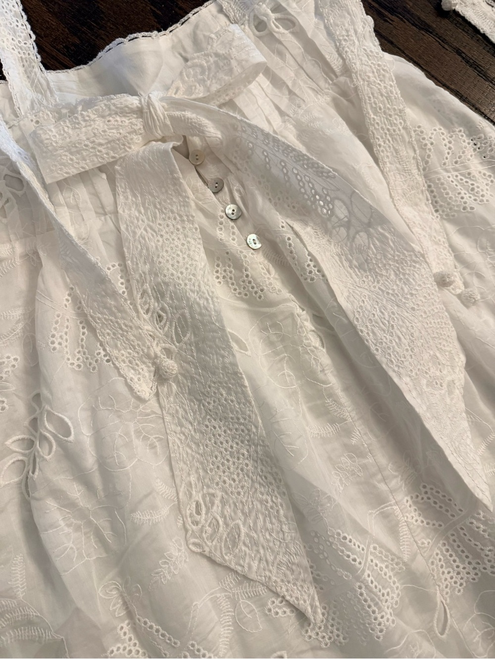 FARM Rio White Eyelet Tie-Shoulder Midi Dress - Picture 11 of 13